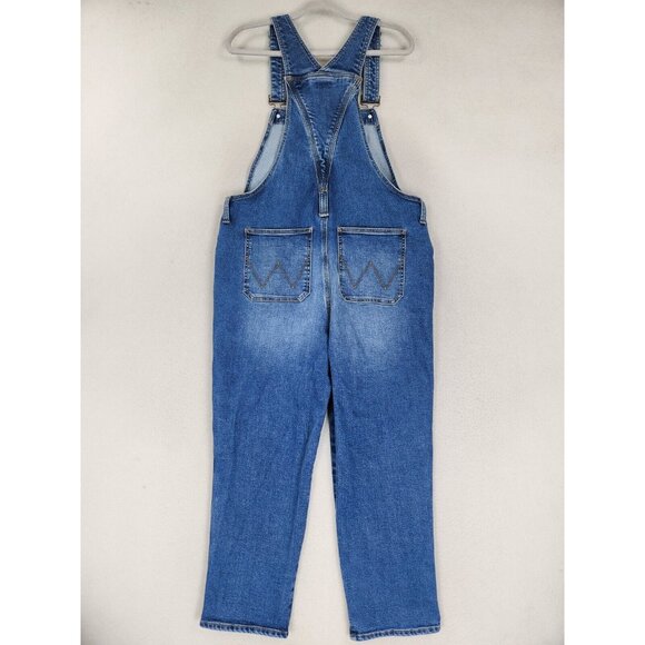 Wrangler Overalls Womens Large Blue Denim Bibs Straight Leg Medium Wash Jean - Picture 7 of 11